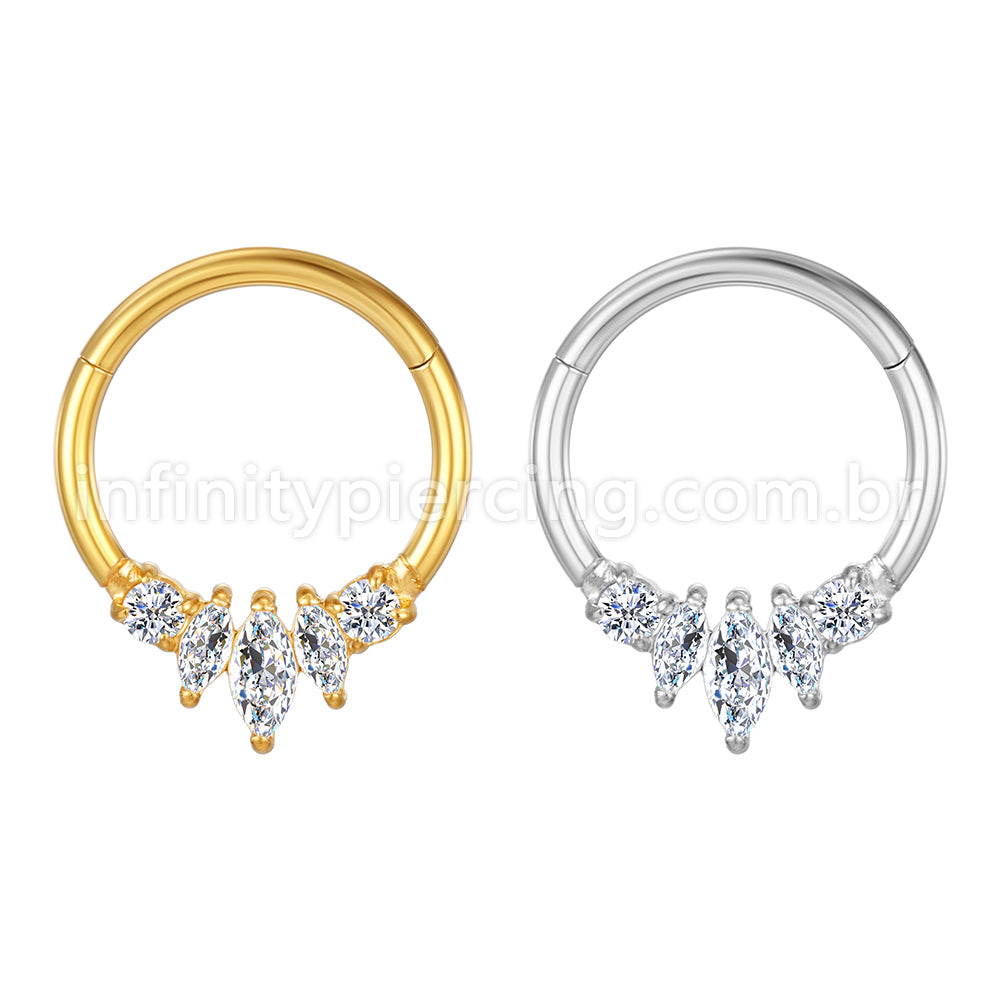 Piercing Argola Aço Cirúgico Segmento Articulado Zircônia Cravejada